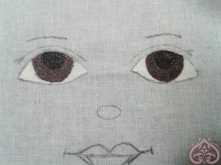 рисуем лицо текстильной кукле 